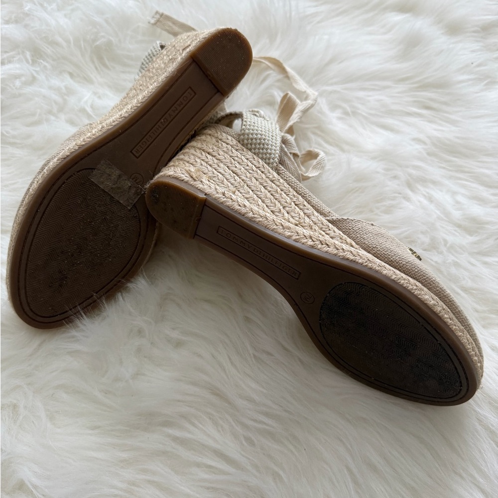 Tommy Hilfiger Cream Espadrille Wedges - Picture 6 of 7